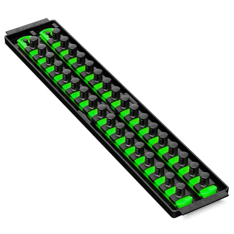 Ernst Manufacturing 8487 Socket Boss, 2 18-Inch Rails featuring Twist-Lock Secure Socket Holder and Drawer Tray, Fits 1/2 Inch Drive Sockets, Green - Made in USA 19-INCH 1/2"