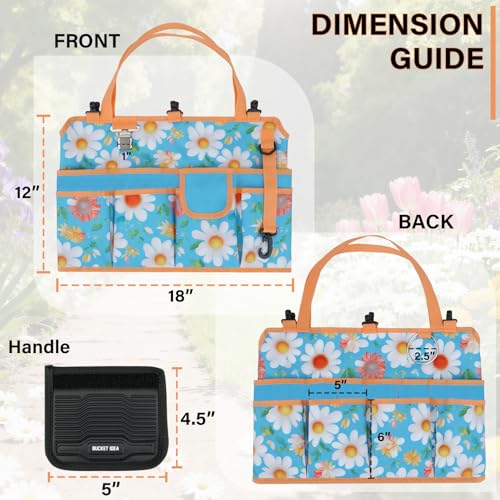 KUNN Garden Tool Organizer Belt Multifunctional Work Apron Pouch for Gardeing Florist Plumbing,Black + 5 Gallon Bucket Organizer 18-Pocket Tool Bag with Hangable Handle