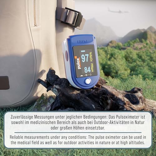 Pulse oximeter PULOX PO-200 Solo Finger Pulse Oximeter for Measuring Pulse and Oxygen Saturation on Finger | With precision indicator for reliable control of oxygen saturation, heart rate and perfusion index blue 1 pc. (pack of 1)