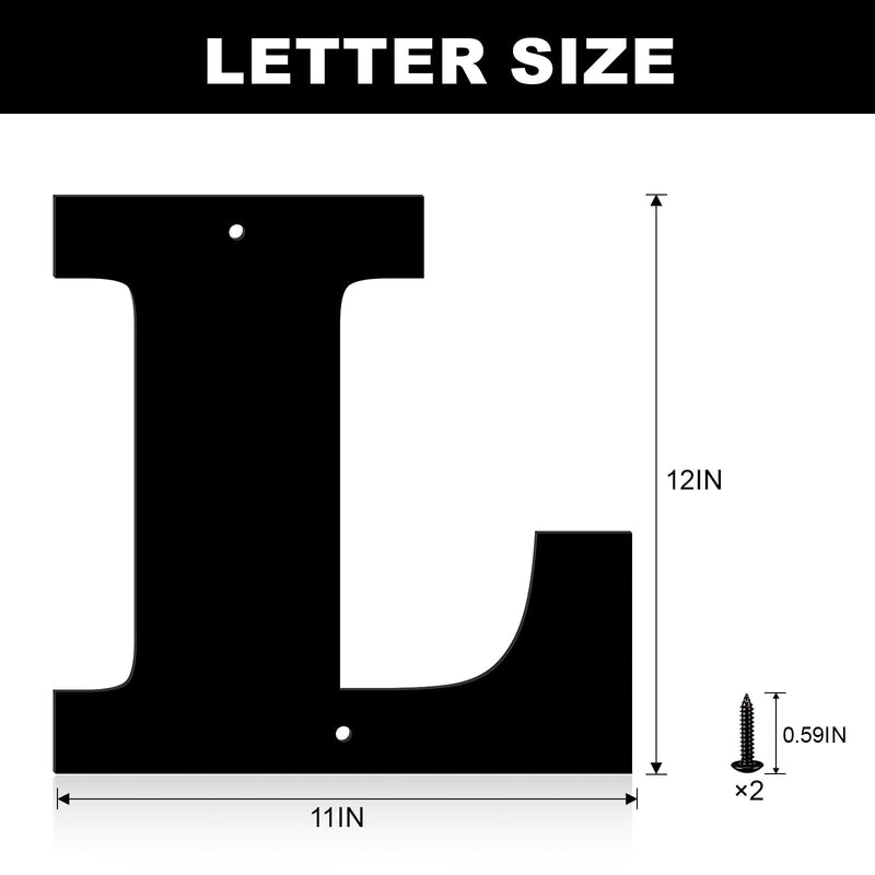 12 Inch Metal House Numbers, House Address Letters and Numbers for Outside Signs, Metal Letters Door Numbers Signage Street Address Plaque for Garden Door Mailbox Decor (Letter L) Black L 12 Inch