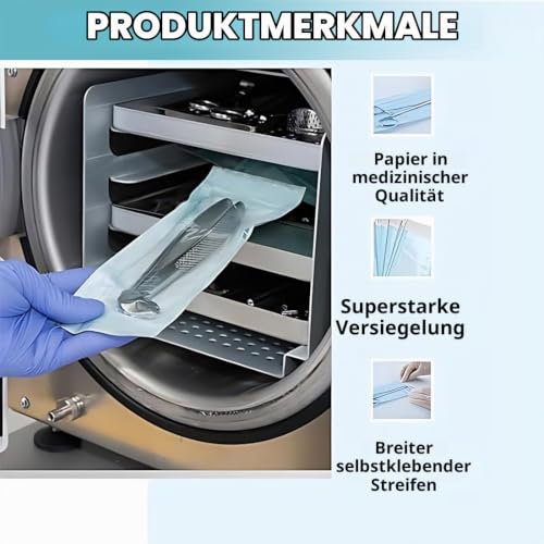 Pack of 150 Sterilisation Bags, Self-Sealing Sterilisation Bags, Sterilisation Bags, Dental Self-Sealing Sterilisation Bags
