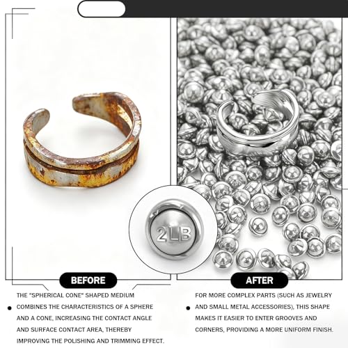 2 Lb 1/8" 304 Stainless Steel Tumbling Media Ballcone Shot Jewelry Tumbler Finishing, Anti-Rust, Jewelry Making, Polishing, Metal Finishing in Rotary and Vibratory Tumblers