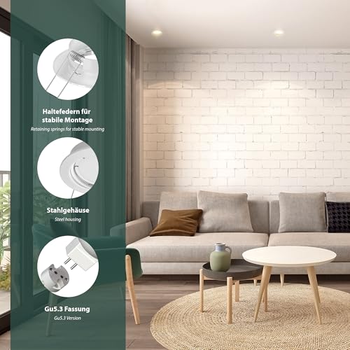 ledscom.de FERE Ceiling Mounting Frame Matt White (LED/Halogen/MR16/50 mm) with GU5.3 Socket Pack of 5 (Pack of 1)