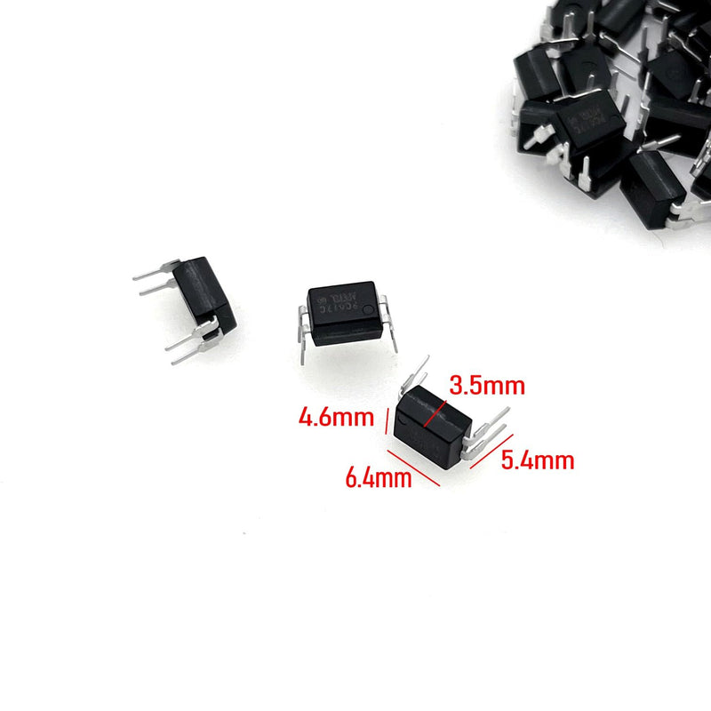 JZK 50pcs PC817C Optocoupler 2.54mm DIP 4 pin 4pin 4 pin photocoupler for mounting, high density mounting type optocoupler IC, photoelectric coupler