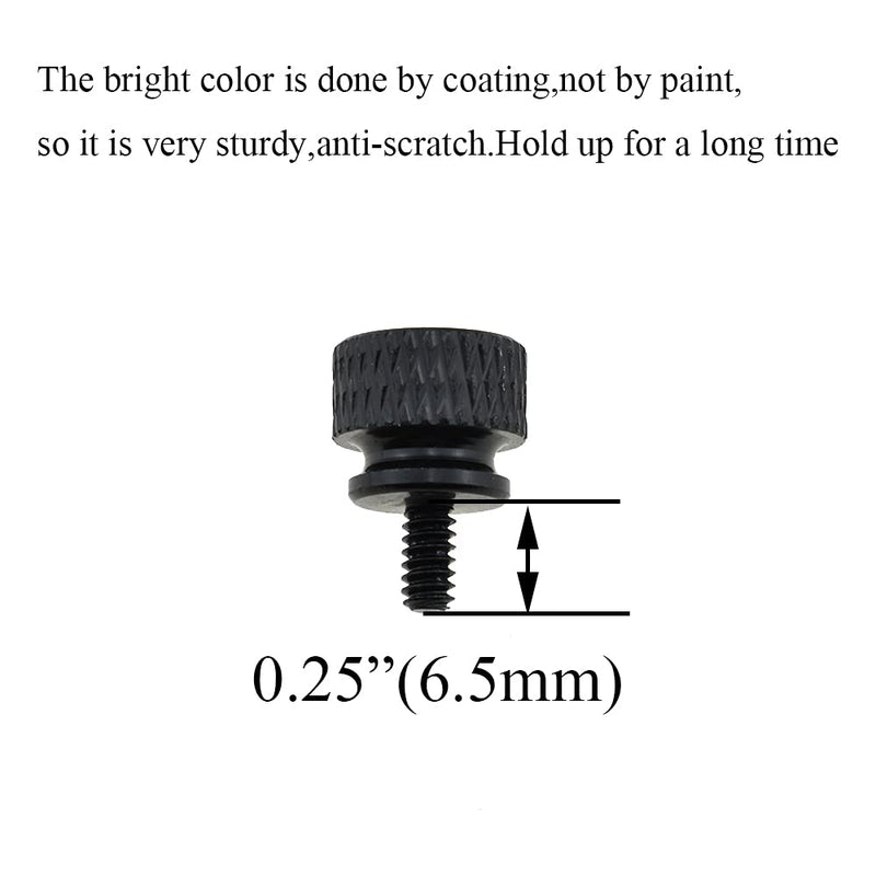 Hahiyo Anodized Aluminum Thumbscrews 6#-32 Thread Size Large Knurled Head Cage Mounts Hand Tighten Easy to Grip and Turn Not Damage Inside Sturdy, Black 10pcs (2021033103-Thumbscrews) 6#-32-Black-10Pieces