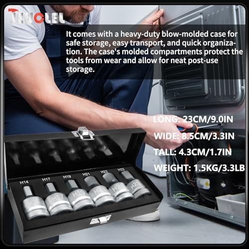 6PCS Hex Impact Bit Socket Set, 3/4" Drive Allen Socket Kit, Cr-Mo 6PCS | Multi-Size Set