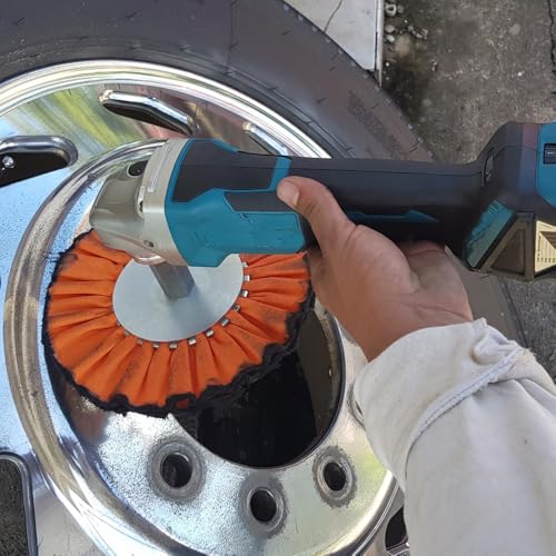 Hedume 4 Pcs Airway Buffing Wheel, 8" in Diameter 5/8" in Arbor Hole 16 Ply for Angle Grinder, 1 pcs White & 1 pcs Orange & 1 pcs Blue & 1 pcs Yellow