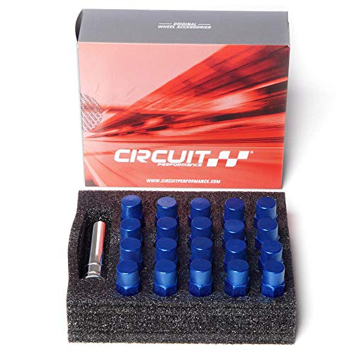Circuit Performance Forged Steel Extended Hex Lug Nut for Aftermarket Wheels: 12x1.25 Blue - 20 Piece Set + Tool