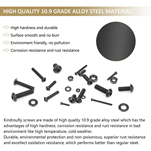 1285 Pieces M2 M3 M4 M5 Screws Nuts Washers Assortment Kit, Metric Screw Set, Bolts and Nuts, Machine Screws, Fully Machine Thread (Black, Button Head Socket Cap Screws Kit,) Black Button Head Socket Cap Screws Kit,
