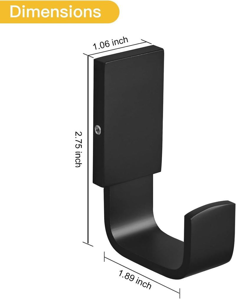 BESy Brass Clothes Hook Single Towel Hook for Bathroom Kitchen Garage Square Style Robe Hooks Coat and Hat Hook, Wall Mounted with Screws, Two Packs, Matte Black 2 Pack