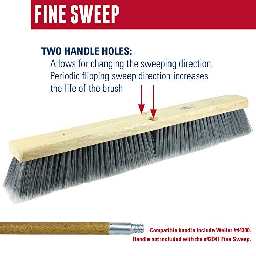Weiler 42098 36" Fine Sweep Floor Brush, Flagged Silver Polystyrene Fill, Includes Brace 36"