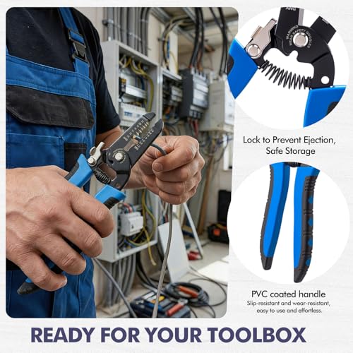 MorningRo 12 Pcs 10-22 AWG Wire Strippers and Cutter with Safety Lock and Spring Loaded 7inch Multi-Function Wire Stripping Tool Insulated Stripping Pliers Bulk for Electrician Craftsmanship