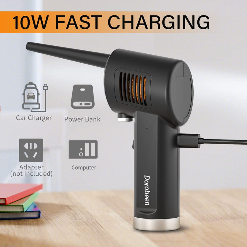 DOROBEEN Compressed Air Duster, Cordless Portable Rechargeable Compressed air, 33000 RPM Electric Air Duster for Computer Keyboard Electronics Cleaning, Built-in Battery Electronic Blower (Black) DO-TAD03