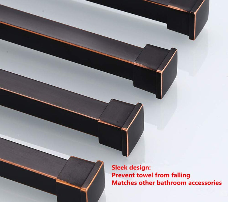 ELLO&ALLO Oil Rubbed Bronze Swing Out Towel Rack for Bathroom Holder Wall Mounted Towel Bars with Hook 3-Arm Square Bar