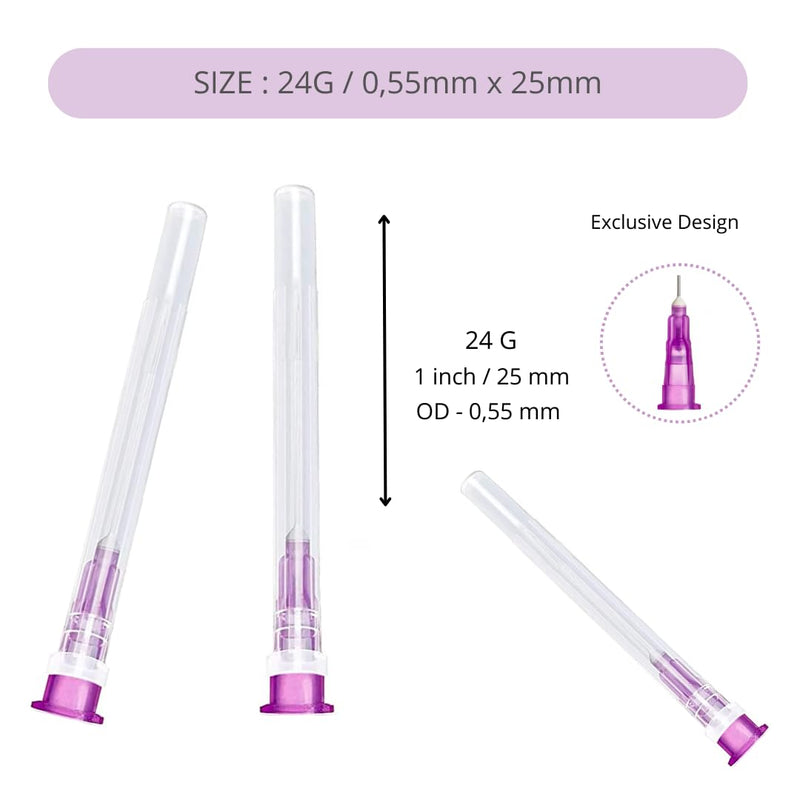 100 pieces x 24G x 1" (0.55mm x 25mm) stainless steel dispensing tube for refill liquids, individually packed, refill tubes for industry, science laboratories, household, hobby, liquid oil, adhesive ‎24G x 1" (25mm)