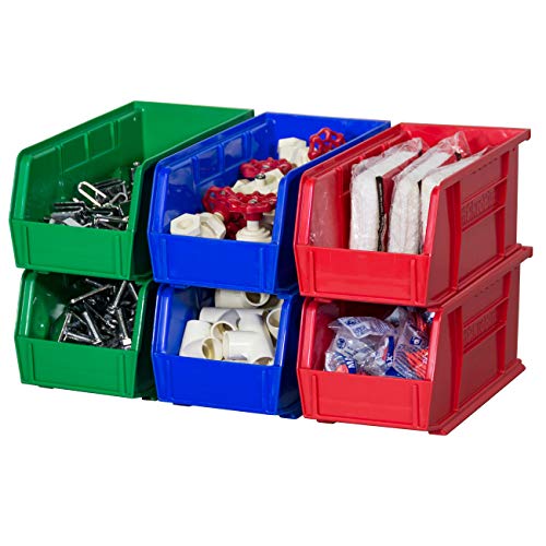Akro-Mils 30230 AkroBins Plastic Hanging Stackable Storage Organizer Bin, 11-Inch x 5-Inch x 5-Inch & 41230 Crosswise Width Plastic Divider for 30230 AkroBin Storage Bins, Black, (6-Pack)