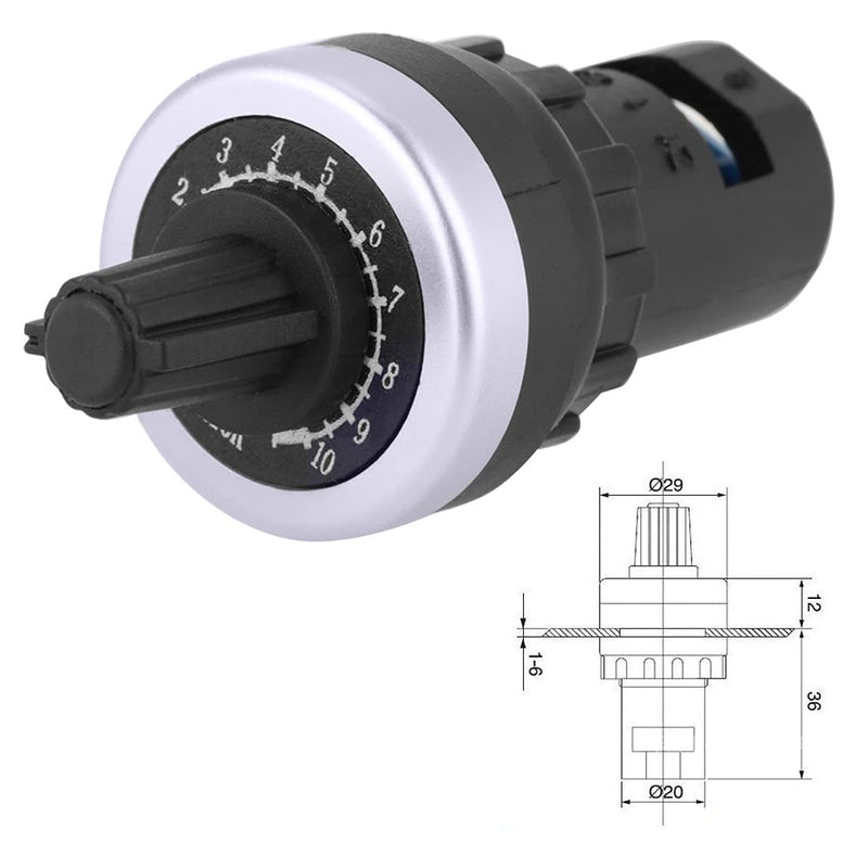 Litensh LA42DWQ 22mm 1K Governor Rotary Potentiometer Pot Inverter Converter Resistance Variable Speed Drive Potentiometer Switch, 1K ohm