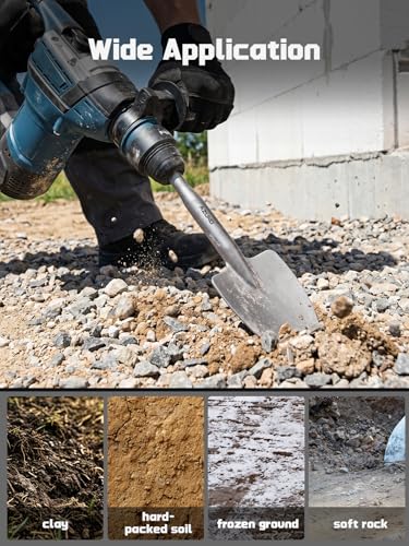 AZUNO SDS Max Clay Spade Shovel Bit, 4-1/2" x 17" Heavy-Duty 40CrMo Steel Shovel Bit for Rotary Hammer & Jack Hammer, for Digging in Clay, Soil, Gravel, Sandstone, Adobe