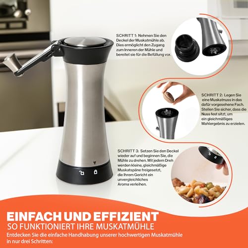 Topanbieter999 Nutmeg Mill with Nutmeg Compartment and Folding Crank