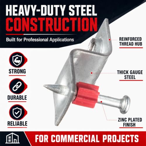 Hicarer 50 Pack 1/4-20 Threaded Rod Hangers with Pre-Assembled Drive Pins, Zinc Plated Z-Clips with Orange Flute Washer for Ceiling Concrete, Steel, Pro Grade for Electrical and HVAC 1/4-20 Inch