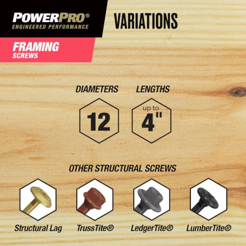Power Pro Framing Screws, #12 x 3in, 150 Pieces, Bronze #12 x 3 inch 150pc