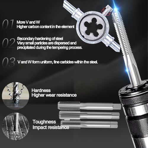 Metric tap and die set M3 to M12（40psc) Tap & die sets Rethreading tool kit screw tap set machuelos para hacer roscas a metal Includes storage box