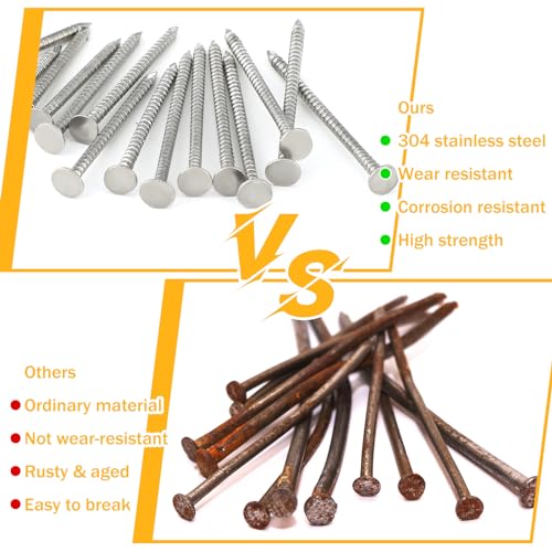Tandefio 1-1/4 Inch 2 Pounds Roofing Nails 304 Stainless Steel Roofing Felt Nails Flat Head Hardware for Shingles, Cedar Wood, Decking, Wall (Silver) Silver