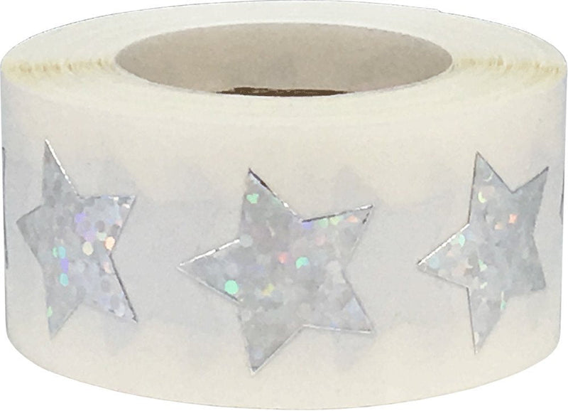 Silver Holographic Sparkle Star Shape Stickers Teacher Supplies 3/4 Inch 500 Adhesive Labels