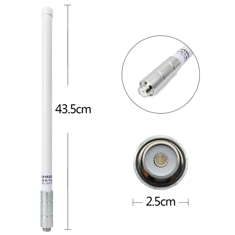 UHF Fiberglass Antenna with Ground Plane Kit, 400-470mhz GMRS Base Antenna, 17 inches SO239 Connector for Ham Radio Scanner, Device Repeater, Mobile Transceiver 17" UHF/GMRS Base Antenna-2.5dBi