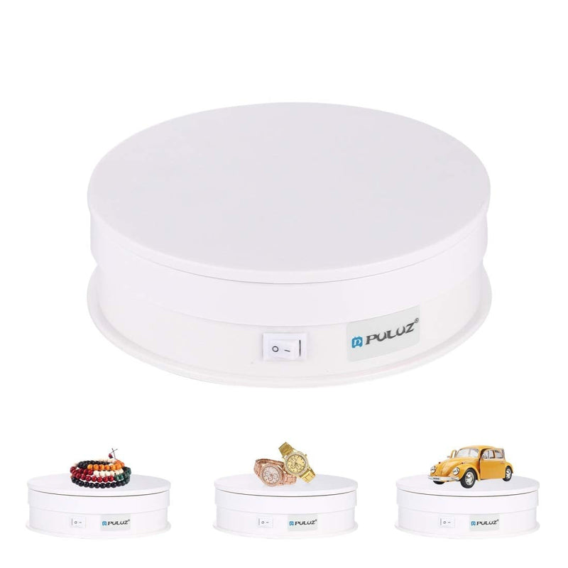 PULUZ Mini Photo Studio Light Box Kit with 360 Degree Motorized Rotating Turntable Display Stand for Photography Products and Shows（White）
