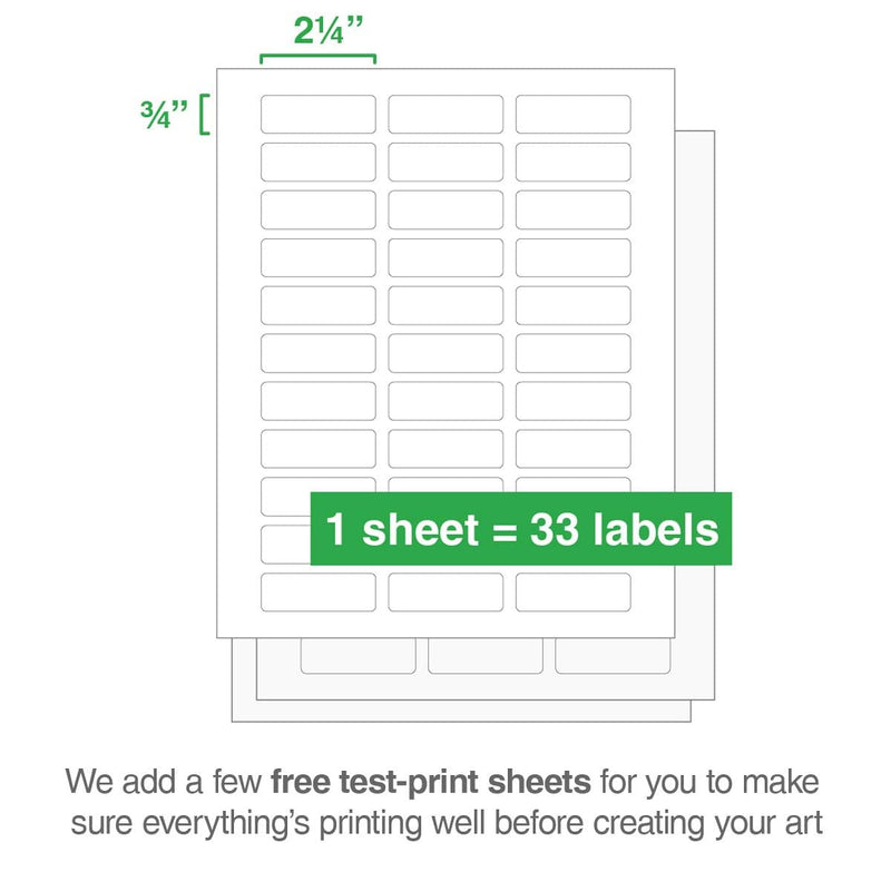 ChromaLabel 0.75 x 2.25 Inch Printable Address Labels for Laser & Inkjet Printers, 825/Pack, 25 Sheets 3/4" X 2.25"