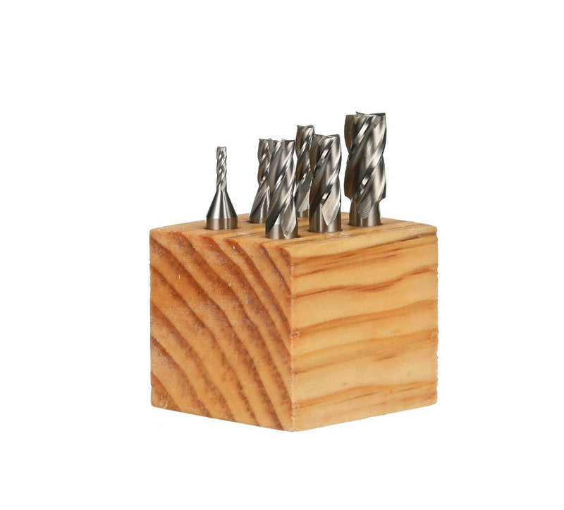 HHIP 8000-0002 4 Flute High Speed Steel End Mill Set, 6 Piece, 3/8" Shank