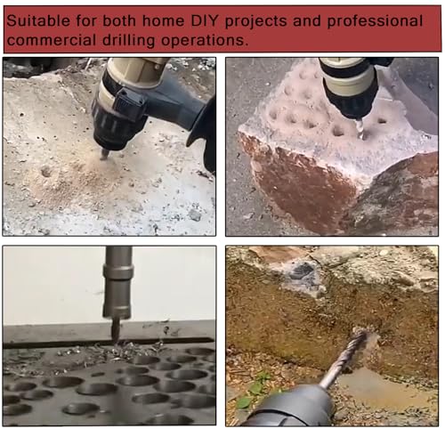 10pcs SDS Plus 3/8 in. x 12 in. Rotary Hammer Drill Bit Kit, Cross-Type Double Thread Carbide Concrete Drill Bit for Stone, Brick, Masonry, Cement Walls
