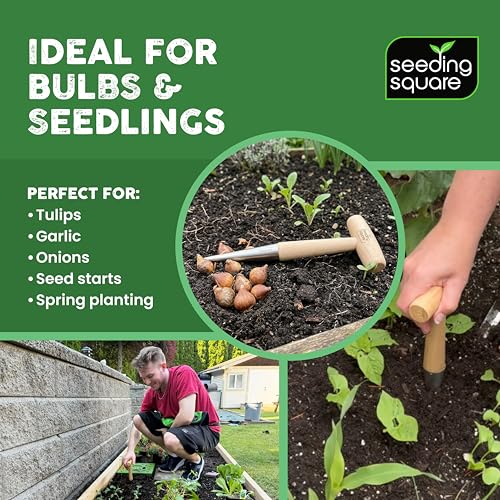Pokey Planter + Black Harvest Apron Bundle – Dibber Tool for Planting Seeds & Seedlings with Garden Apron for Easy Carry & Organization