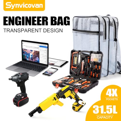 17.7 Inch Transparent Cleanroom Engineer Tool Backpack Black 2