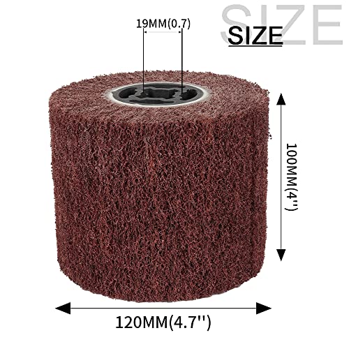 120x100x19mm Non-Woven Abrasive Wire Drawing Polishing Burnishing Wheel Flap Brush for Surface Treatment Stainless Steel, Aluminum, Copper, and More - 80 Grit
