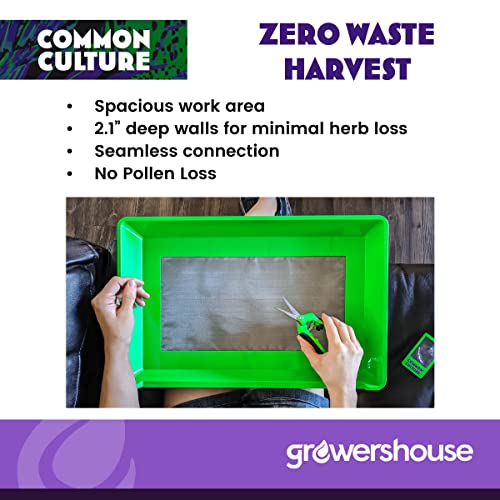 COMMON CULTURE Trim Tray Kit with Trimming Tray 13" x 20", 150 Micron Pollen Screen, Bottom Harvest Bin, Scissors, Herb Plant Flower Dry Sifter Accessories and Supplies Set 20" x 13" x 2.6"