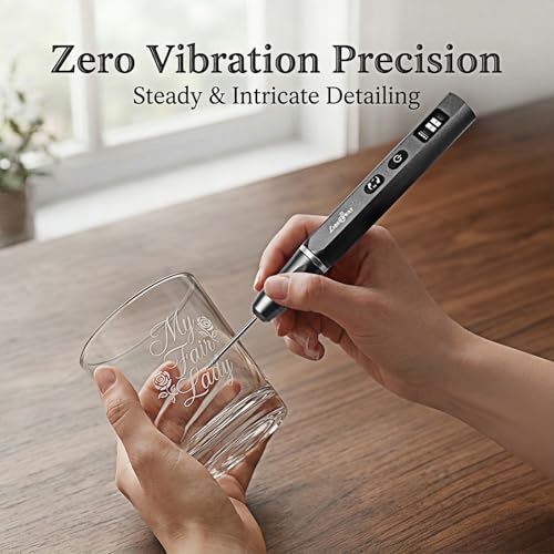 LIBERRWAY Engraving Pen, Cordless Rotary Tool with Power Display, 2-Speed 20000RPM Mini Engraver for Jewelry, Metal, Glass, Wood, Resin, DIY Beginner Friendly (‎30bits) 30bits