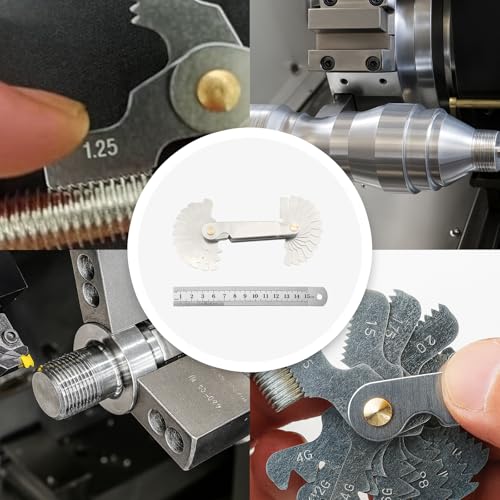 52 Sheets Thread Gauge, Metric Inches, Thread Gauge, Feeler Gauge and Radius Gauge, Precision Measuring Tool for Mechanics and Engineers, Metric Thread, Robust Iron Material