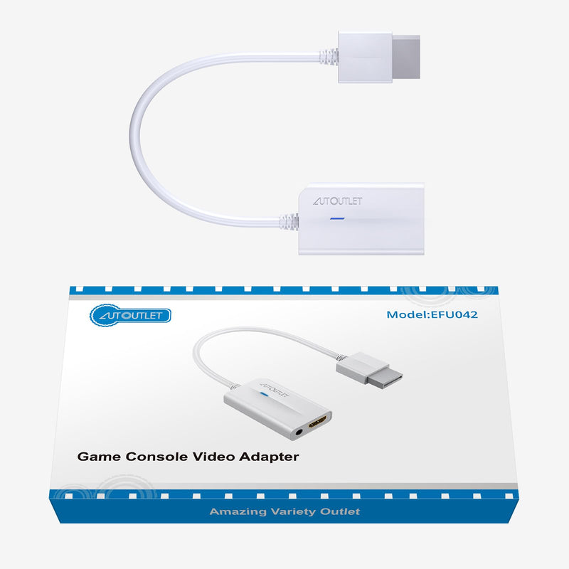 AUTOUTLET Wii to HDMI Converter 1080P for Full HD Device, Wii HDMI Adapter with 3,5mm Audio Jack&HDMI Output Compatible with Nintendo Wii, Wii U, HDTV, Monitor-Supports All Wii Display Modes 720P White