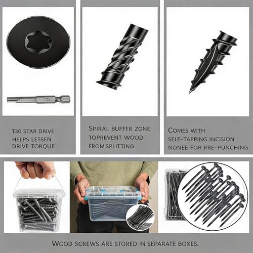 #14×8Inch Heavy Duty Outdoor Structural Screws, Rustproof Deck Screws, Star Driven Epoxy Wood Screws with T30 Drill Bit, No Pre-Drilling Required, for Woodworking Projects, 30Pcs #14×8in 30