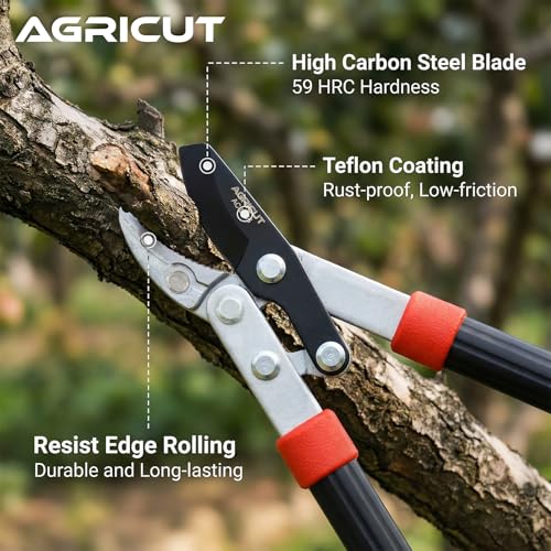 AGRICUT 21" Garden Loppers Anvil - Loppers for Tree Trimming Heavy duty 1.5" Cut Capacity Branch Cutter with Sharp High Carbon Steel Blade for Cutting Branches 21" Lopper