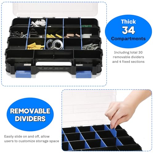 34-Compartments Double Side Organizer Box (Yellow and Blue)