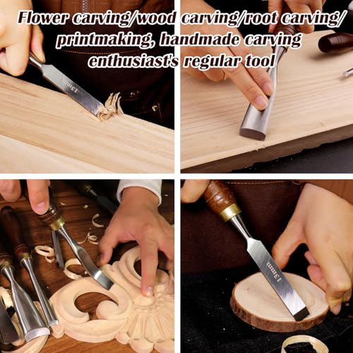 12-Piece Wood Carving Chisel Set - CR-V 60 Steel Multi-Shape Edge Gouges Carving tool for Woodworking Beginners and Professionals with Storage Case