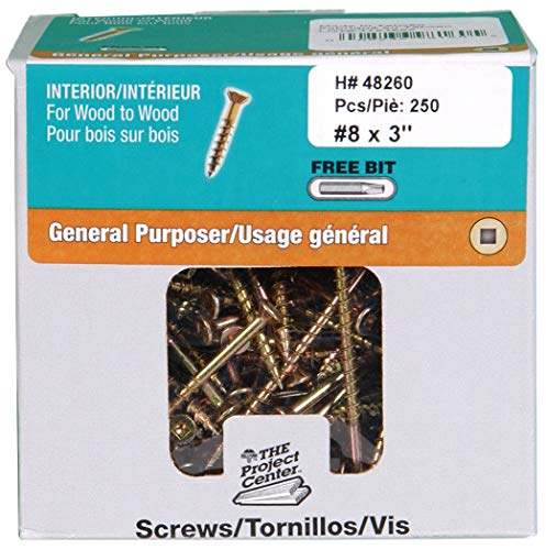 Hillman Wood Screws, #8 x 3in, 250 Pack, Yellow Zinc 3 inches