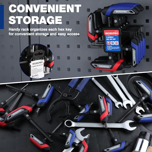 WORKPRO 14PCS T-Handle Allen Wrench Set, Metric & SAE Long Hex Key Wrenches