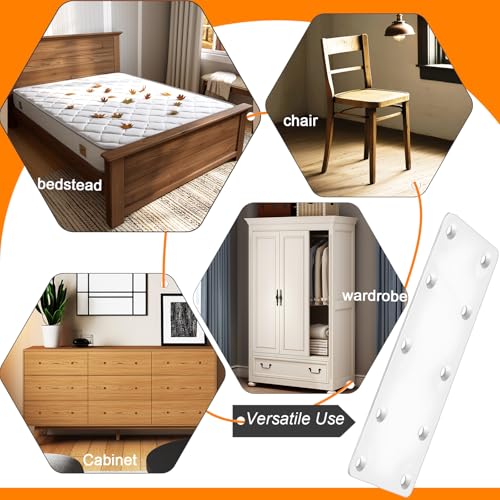 White Mending Plates 7.87x1.89 inch Flat Brackets,6PCS 7.87 x 1.89 x 0.08 inch/200 x 48 x 2 mm 6