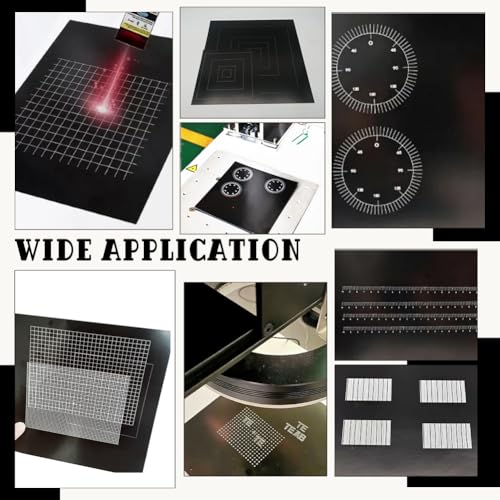 NBEADS 8 Pcs Black Laser Engraving Testing Paper, Self-Adhesive Laser Testing Paper Double-Sided Dimming Paper for Marking Machine and Optical Cutting, 40x40x0.02cm
