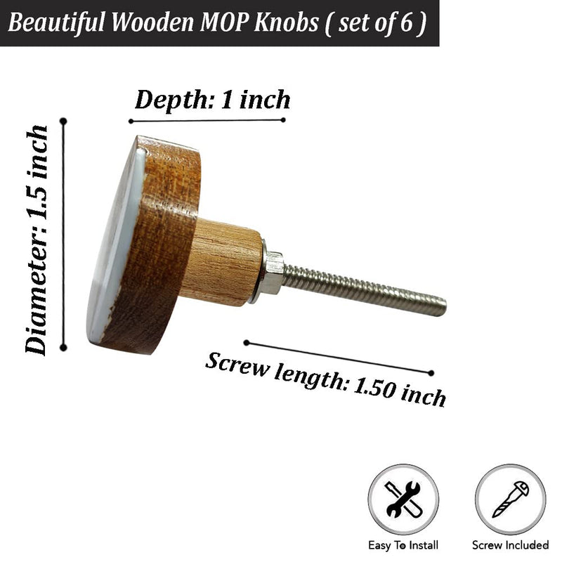 Perilla Home Set of 6 Wooden Knobs Decorative Knobs for Home Kitchen Cabinet Hardware Cupboard Door Dresser Wardrobe and Drawer Pulls (Off White) Off White