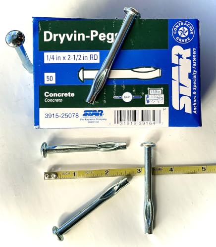 Star Dryvin-Pegs Split-Drive Concrete Anchor, 1/4 in x 2-1/2 in, 50 Count